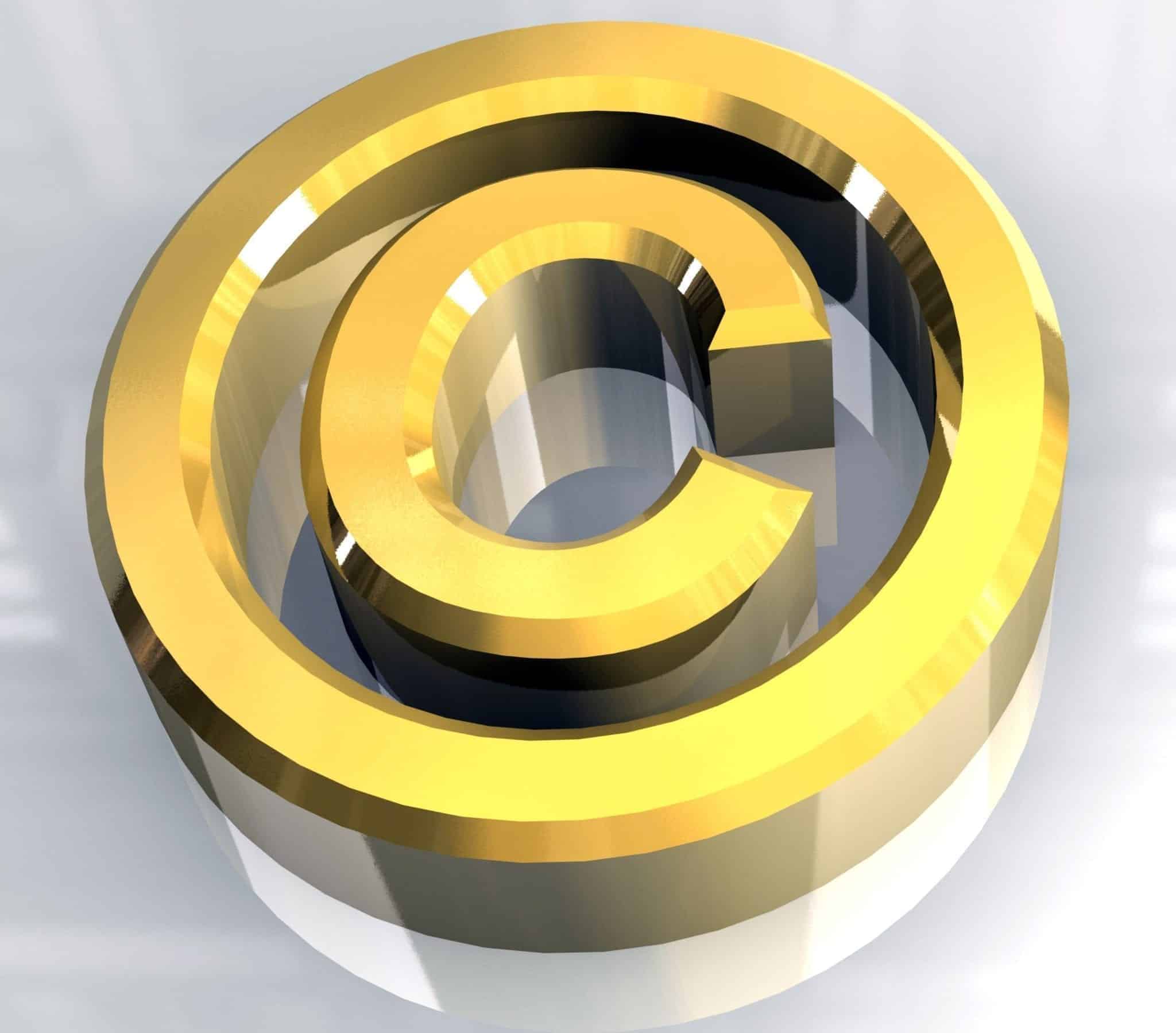 copyright symbol in gold (3d)